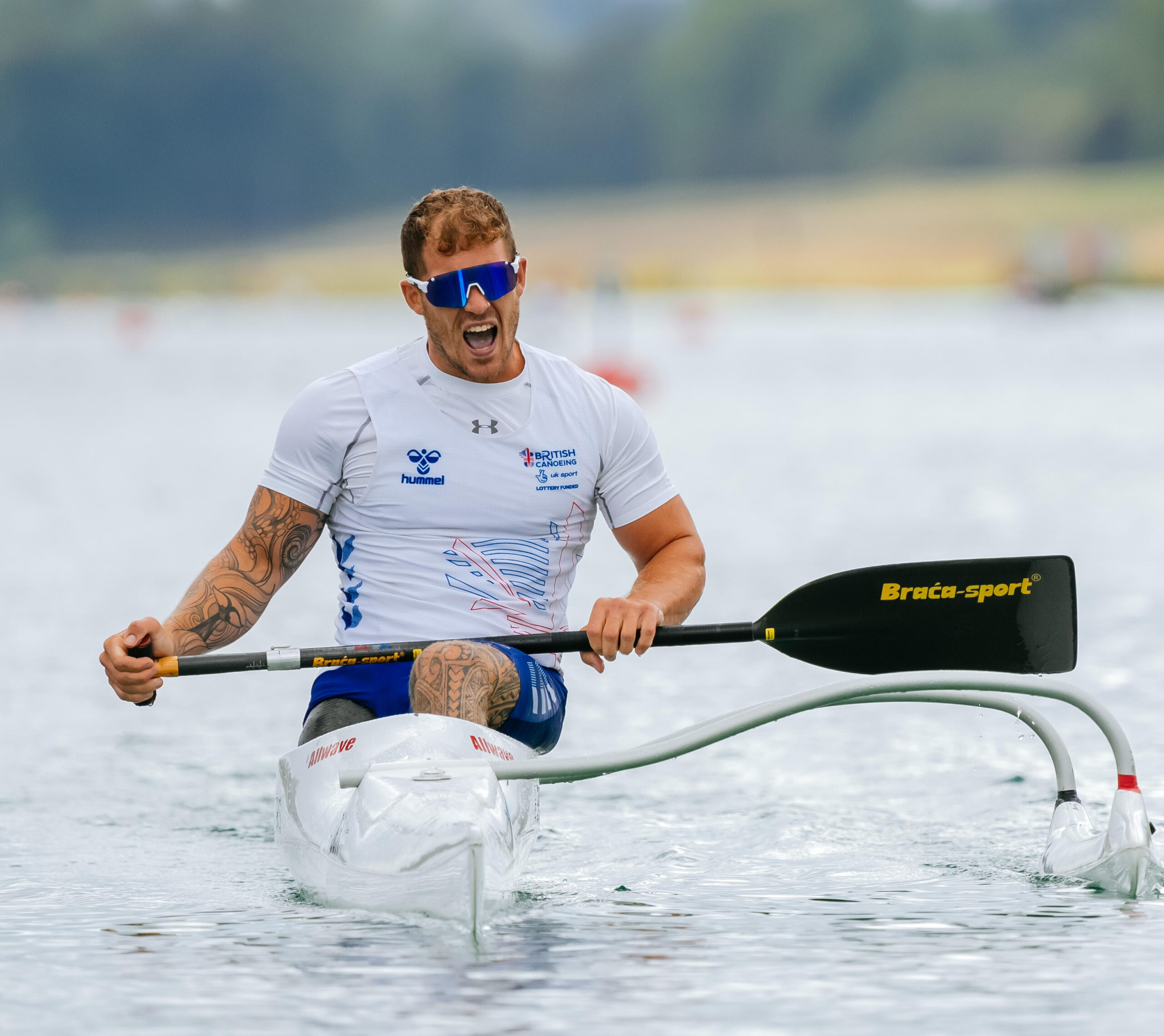 Para-Ruderwettbewerb im Rahmen der European Championships 2022, Ruderer in frontaler Ansicht in Richtung Kamera